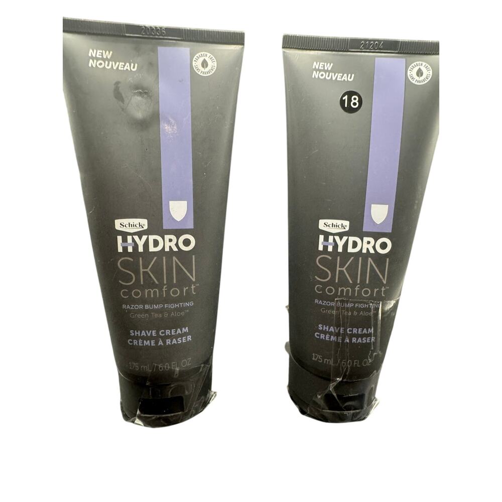 Lot of 2 Schick Hydro Skin Comfort Men Shave Cream Green Tea and Aloe 6.0 Fl. Oz